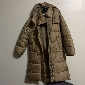 H&M Long Puffer Coat in Olive